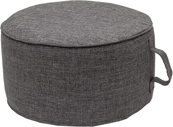 QILLOWAY Inflatable Outdoor Ottoman for Patio, Waterproof Round Pouf, Inflatable Foot Rest, Outdoor Footstool for Poolside, Garden，Camping,Charcoal Grey,Black