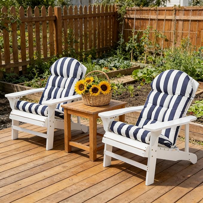 Enipate Weather Resistant Adirondack Chair Cushions High Back Indoor Outdoor Patio Tufted Lounge Cushion Seat Pads