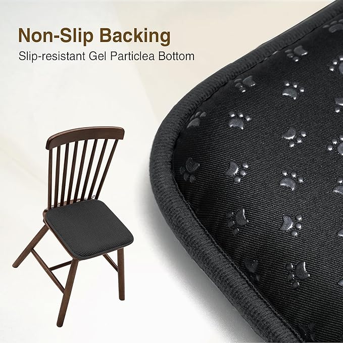 puredown® Chair Cushions for Dining Chairs, Set of 4 Memory Foam Seat Cushions with Ties & Non-Slip Backing, 16" x 16" x 1.5", Comfortable & Supportive Dining Chair Pads for Kitchen, Black