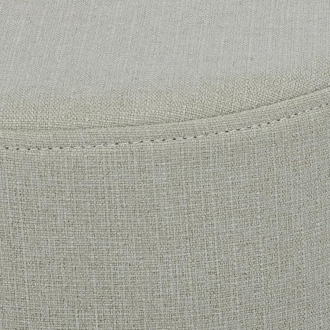 Homebeez Round Ottoman Foot Rest Stool, Small Fabric Footstool with Non-Skid Wood Legs, Beige