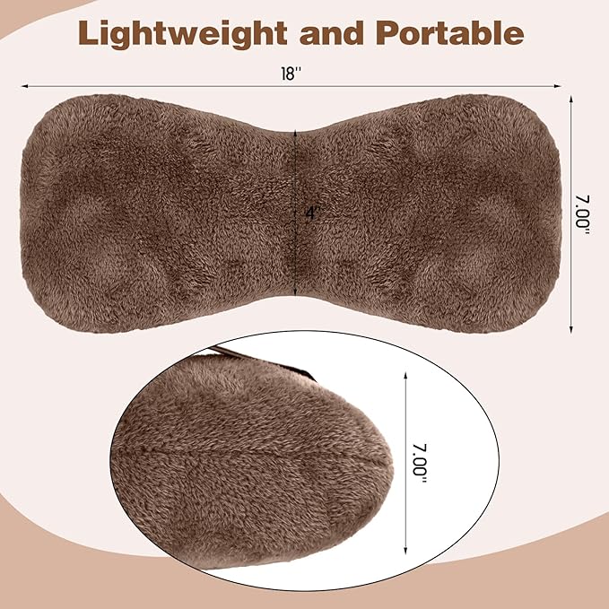 Colingmill 1 Pc Neck Pillow for Recliner Headrest Pillow Bone Shaped Chair Plush with Adjustable Strap Neck Support and Pain Relief Curve Head Cushion for Car Travel Airplane (Brown)