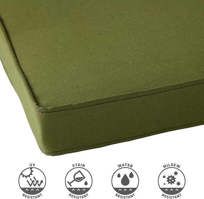 Outdoor 18 inch Square Patio Dining Chair Pads – Comfortable Fiber-Filled Seat Cushions with Ties, Reversible Polyester Fabric - Hunter Green, Set of 2