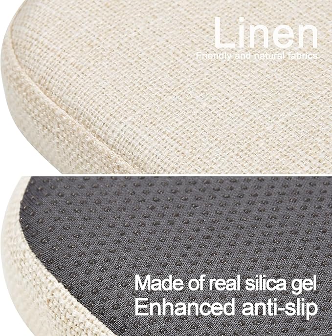 BUYUE Friendly Woven Fabric 14x14 Magnetic Cushions for Metal Chair Set of 4, Enhanced Anti-Slip Seat Pads for Dining Kitchen Café Stackable Chairs (U-Shape, Beige, 4 Counts)