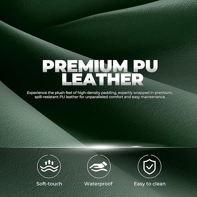 GTPLAYER Gaming Chair with Pocket Spring Cushion, Big and Tall Gamings Chairs 350LBS High Back Computer Chair with Footrest for Adults Lumbar Support Swivel Game Chair for Office, Leather Green