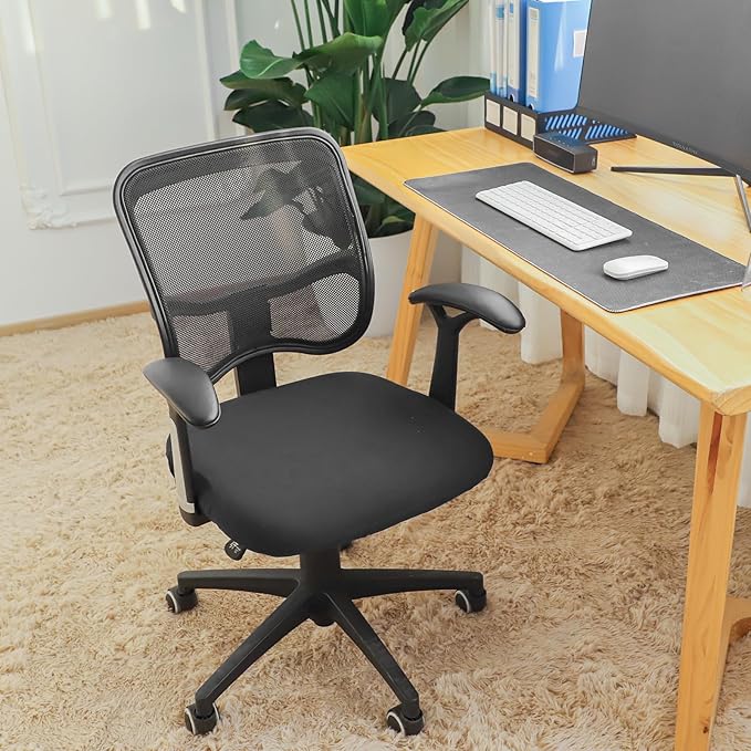 FORCHEER Office Chair Seat Covers Spandex Strech Computer Desk Chair Seat Cushion Slipcovers - Black