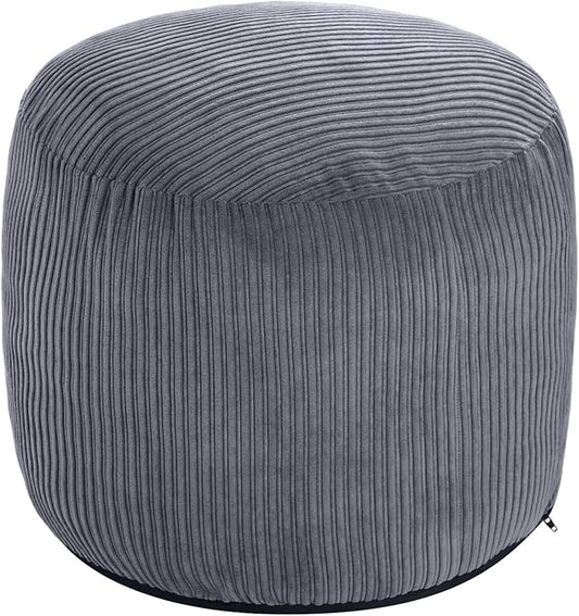 WSOFRLAC Pouf Ottoman Foot Stools Ottoman with Foam Small Corduroy Ottomans for Living Room Ottomans Pouf 20x15 Floor Poufs Foot Rest for Office Chair Dark Grey Foot Stool Small