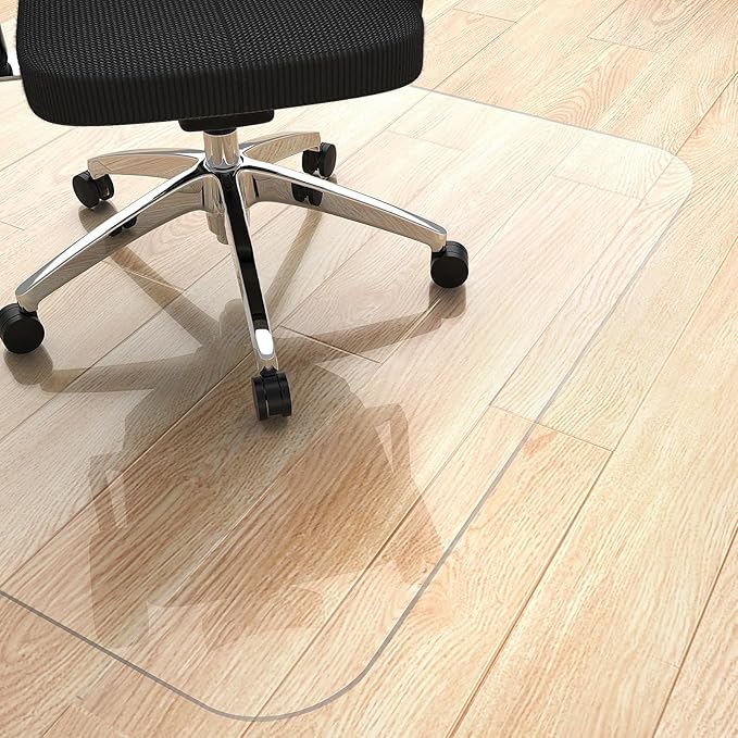 Yecaye Office Chair Mat for Hardwood Floor, Clear Computer Desk Chair Mat, PVC Heavy Duty Floor Protector for Rolling Chairs, Can't be Used on Carpet (Transparent, 48" x 48")