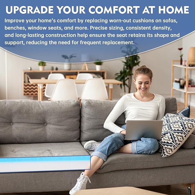 Upholstery Foam, 72" x 24" x 5" High Density Gel Memory Foam Padding Couch Cushion Support, Cut to Size Foam Replacement Pad for Sofa Sag Support