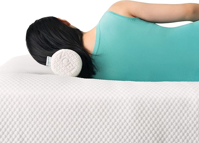 Comfort Memory Foam Neck Roll and Cervical Bolster Round Pillow with Removable Washable Soft Cover for Spine and Neck Back Lumbar Leg Vertebra Support (18"x3.5" Pillow Firm)