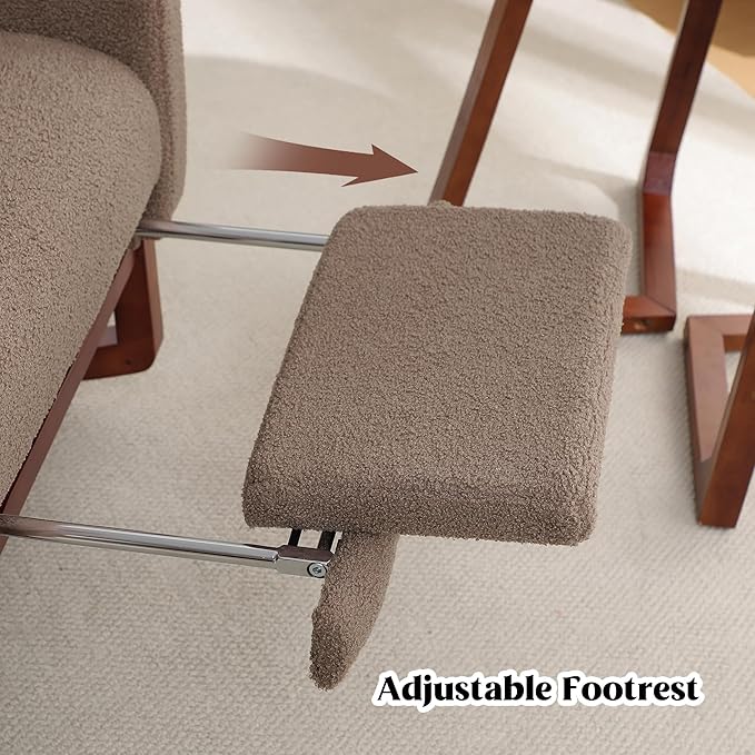 HCHAIRH Rocking Chair with Foot Rest, Teddy Wingback Nursery Rocking Chairs, Nursing Glider Rocker Chair with Pillow and High Back for Nursery, Living Room, Bedroom
