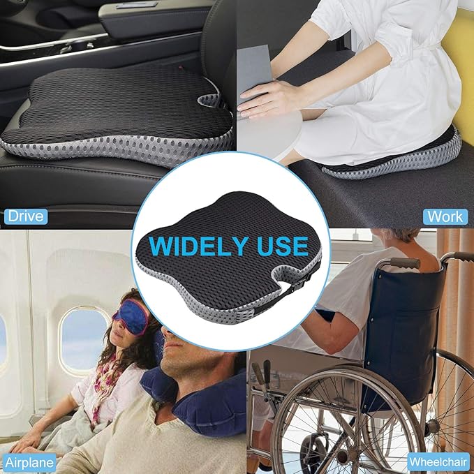2025 Upgrades Car Coccyx Seat Cushion Pad for Sciatica Tailbone Pain Relief, Heightening Wedge Booster Seat Cushion for Short People Driving, Truck Car Accessories Driver, for Office Chair