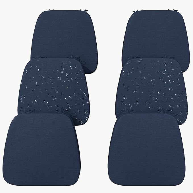 17'' x 16'' x 2.5"Thick Chair Cushions for Dining Chairs, 6 Pack WaterProof Easy Clean Kitchen Chair Pads with Ties and Non-Slip Backing - 30D High Elastic Foam Soft Kitchen Chair Cushions
