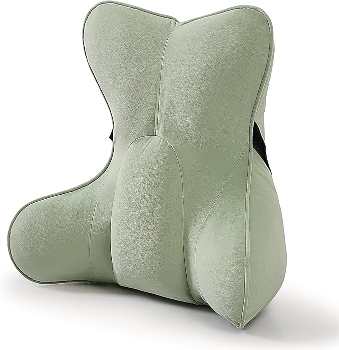 Back Pillow for Bed Sitting Up, Lumbar Support Pillow for Reading, Back Support Cushion for Bed Rest, Ergonomic Back Cushion for Sitting Comfort, Celadon Green