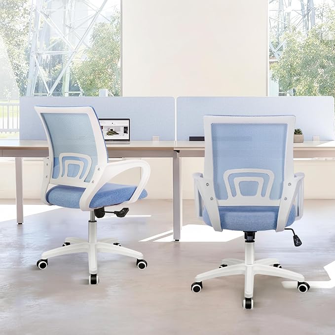 ETONEX Office Chair with Ergonomic Mid Back Cushion Lumbar Support Adjustable Swivel Rolling Computer Gaming Desk Chair Comfy Mesh Seat Wheels Home Executive Use (Sky Blue)