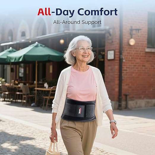 FEATOL Back Brace for Men Lower Back, Lumbar Support Belt- Back Pain, Adjustable Support Straps with Removable Lumbar Pad for Heavy Lifting Work, Black, Plus Size L/XL