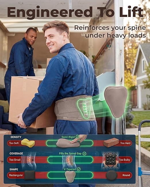 Sparthos Back Support Belt - Relief from Back Pain, Sciatica, Herniated Disc - Lower Backbrace With Lumbar Pad For Home & Lifting At Work - For Men & Women - Fits 52–59″ Waist (X-Large, Check Sizing)