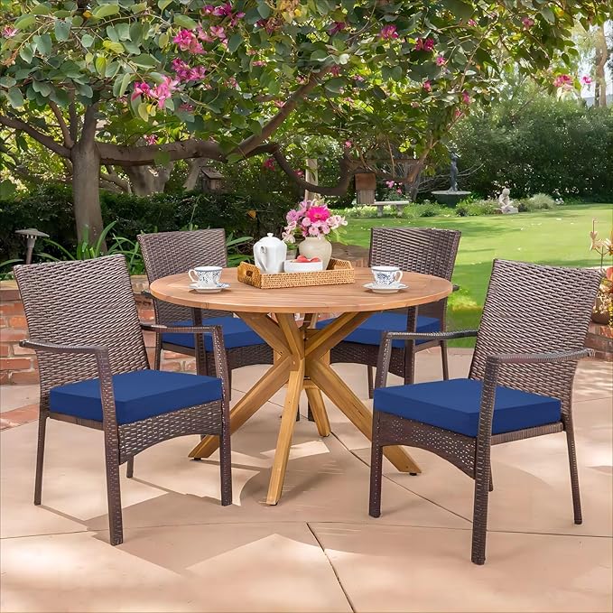 HARBOREST Outdoor Chair Cushions Set of 4, Water Resistant Patio Chair Cushions with Ties, Square Corner Outdoor Seat Cushions for Patio Furniture, 18.5"x16"x3", Royal Blue