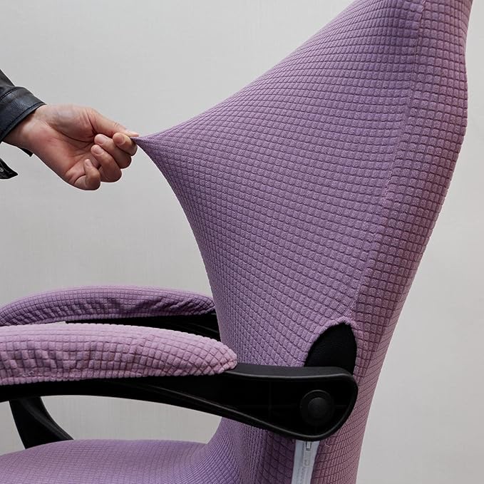 Melaluxe Office Chair Cover with Armrest Covers， Universal Stretch Desk Chair Cover, Computer Chair Slipcovers (Size: L) - Purple
