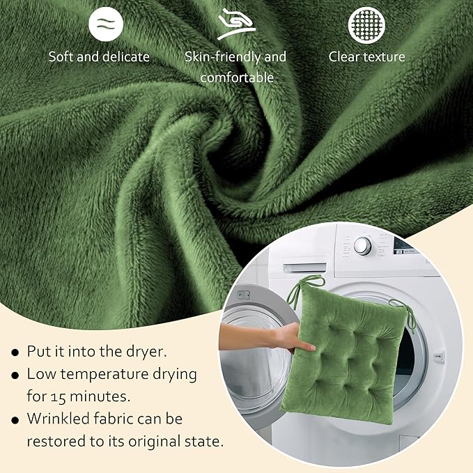 ELFJOY Rocking Chair Cushion Large Rocking Chair Pads with Ties Premium Tufted High Back and Seat Cushion 2 Piece Set Green