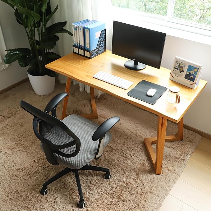 FORCHEER Office Chair Seat Cover Grey Water-Resistant 18inch Stretch Jacquard Computer Chair Seat Cushion Slipcover 1 Piece Washable