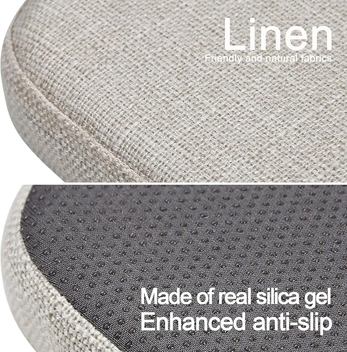 BUYUE Friendly Woven Fabric 14x14 Magnetic Cushions for Metal Chair Set of 4, Enhanced Anti-Slip Seat Pads for Dining Kitchen Café Stackable Chairs (U-Shape, Light Grey, 4 Counts)