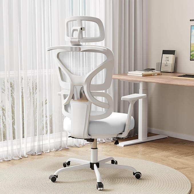 Ergonomic Office Chair Mesh Desk Chair with Lumbar Support and Headrest, High Back Computer Chair with Armrest and Tilt Lock, Home Office Desk Chairs for Men Women