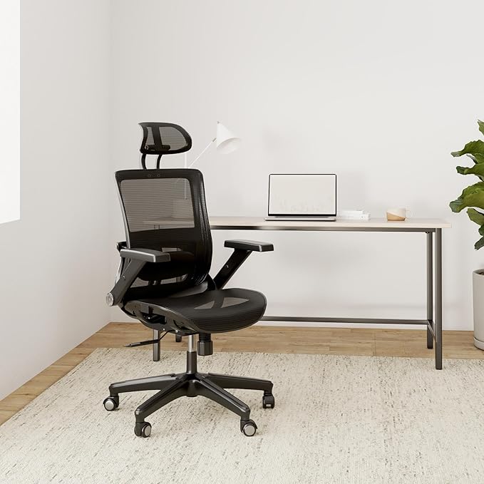 Office Chair Ergonomic Mesh Chair High Back Computer Desk Chair with 3D Armrest Adjustable Lumbar Support and Headrest Receling Chair, Black