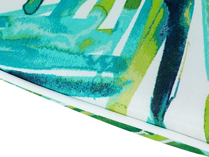 Magpie Fabrics 17"x16"x2" U-Shape Chair Cushions with Ties 4 Count, Outdoor Indoor Waterproof All Weather Seat Pads Decoration for Patio Garden Dining Office - Green Palm Leaves