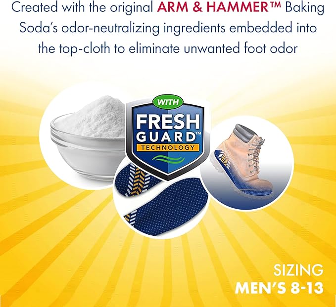 Arm & Hammer Memory Foam Work Insoles for Men and Women, Pair of Anti-Fatigue Memory Foam Inserts with Arch Support for Work Boots, Sneakers, Or Dress Shoes. (1 Pack)