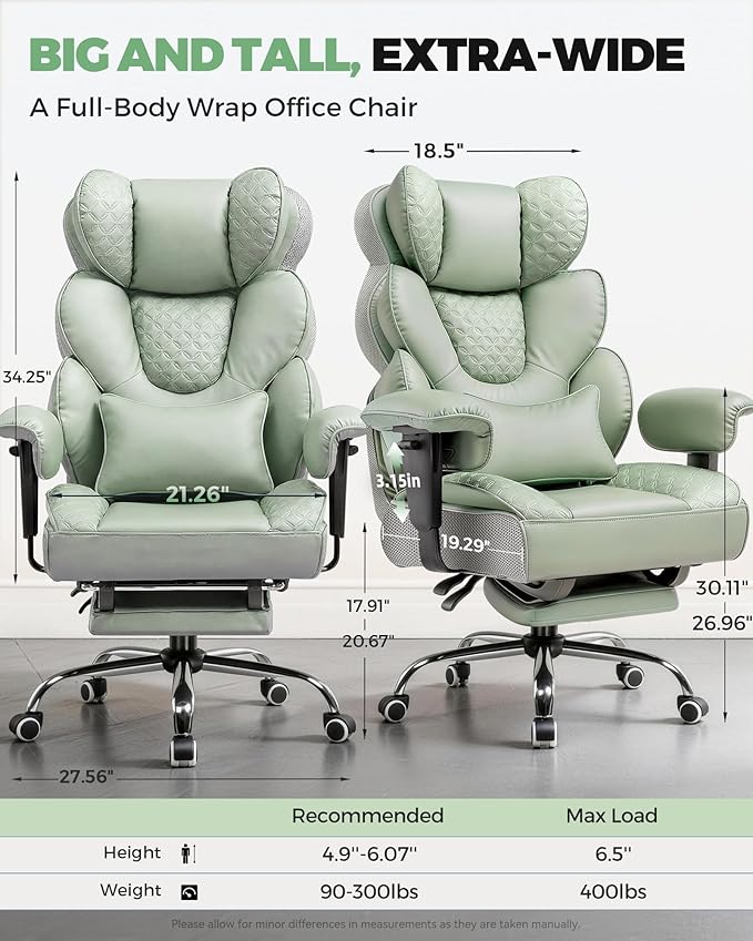 GTPLAYER Big and Tall Gaming Chair Ergonomic Heavy Duty Office Chair Racing Seat with Adjustable Lumbar Pillow Footrest 150° Reclining Thickened Armrests Breathable Mesh for Esports/PC Gaming
