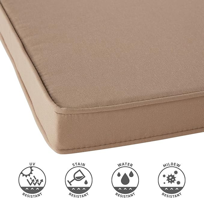 Outdoor 18 inch Square Patio Dining Chair Pads – Comfortable Fiber-Filled Seat Cushions with Ties, Reversible Polyester Fabric - Coronado, Set of 4