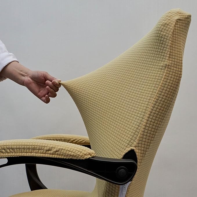 Melaluxe Office Chair Cover with Armrest Covers， Universal Stretch Desk Chair Cover, Computer Chair Slipcovers (Size: L) - Beige