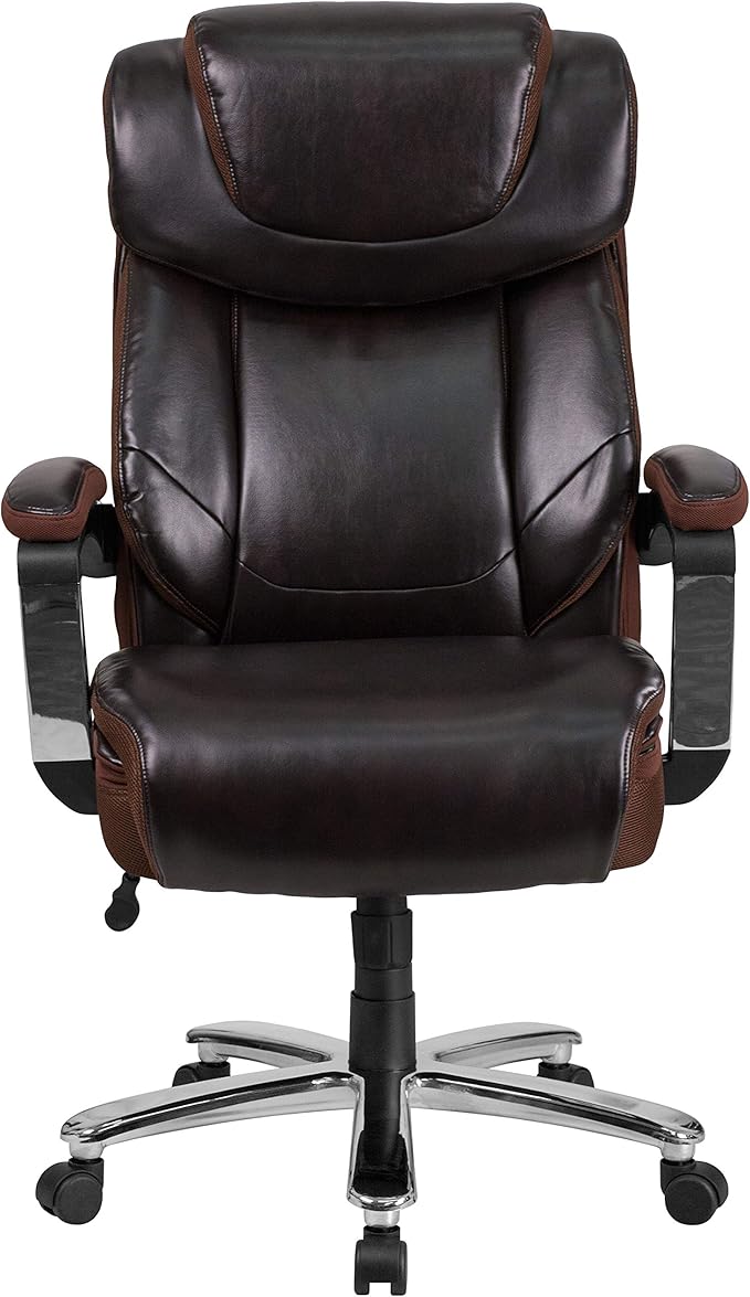 Flash Furniture Hercules Series High-Back Swivel LeatherSoft Office Chair, Ergonomic Executive Chair with Headrest and Adjustable Height, Brown