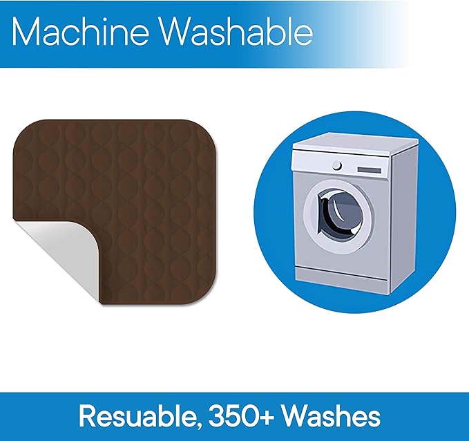 RMS Washable & Reusable Incontinence Chair Pad, Seat Protector & Bed Pad (Brown)