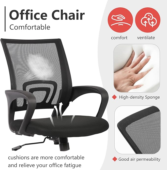 PayLessHere Office Computer Chair Ergonomic Cheap Desk Chair Adjustable Comfortable Mid Back Task Rolling Swivel with Lumbar Support for Home Office (Pack of 2, Black)