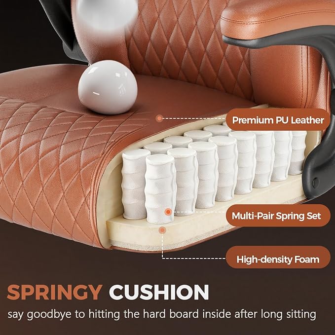 COMHOMA Leather Office Chair Ergonomic Computer Gaming Chair with Comfy Back Support, Executive Mid-Back,Small Gmaing Chair with Adjustable Armrests, for Short People Use, Rolling Swivel for Adults