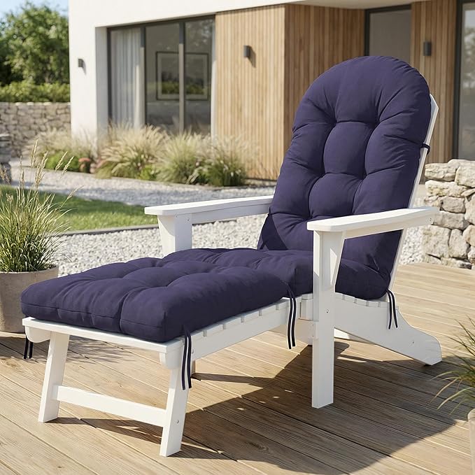 mudilun Adirondack Chair Cushion with Ottoman Cushion Outdoor Tufted Waterproof Lounge Cushion Anti-Slip Thickened High Back Patio Seat Pads (Custom Colors)