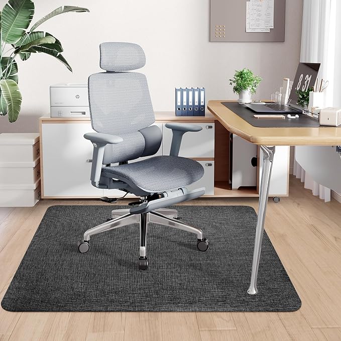 Sycoodeal Office Chair Mat for Hardwood & Tile Floor,Computer Gaming Chair Mat for Rolling Chairs Non-Curve, Anti-Slip, Heavy Duty Floor Protector for Home Office,Black (40" x 55")
