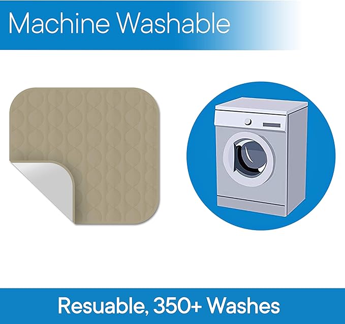 RMS Incontinence Chair Pad - Washable & Reusable Seat Protector & Bed Pad 22"x21" (Tan)