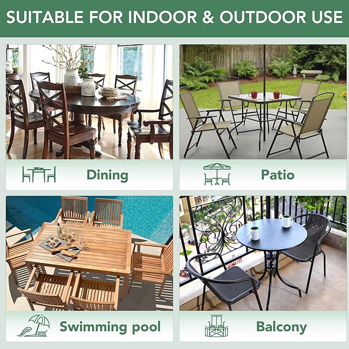Summsun Outdoor Chair Cushions Set of 6: Waterproof & Fade Resistant Seat Cushion for Patio Furniture - 19 x 19 x 2 Inch Chair Pads with Ties and Hidden Zipper - Patio Chair Cushion Replacement, Teal