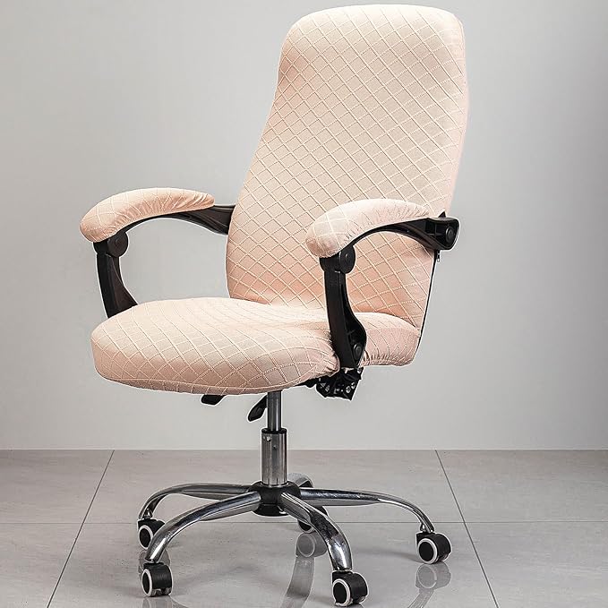 Melaluxe Office Chair Cover with Armrest Covers， Universal Stretch Desk Chair Cover, Computer Chair Slipcovers (Size: L)