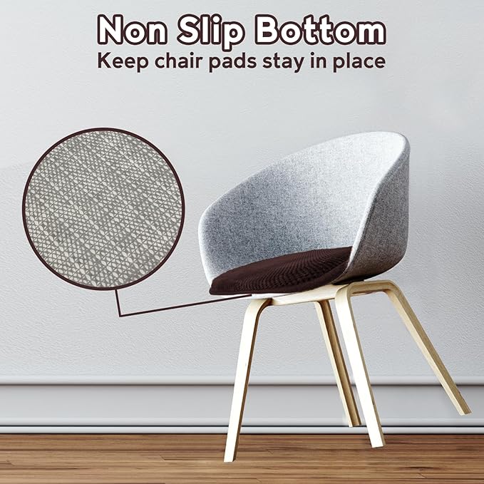 Brown Kitchen Chairs Cushions Non Slip Foam Office Seat Cushions Washable Soft Thick Pads Large Wooden Metal Tapered Dining Chair Cushions,17" x 15"
