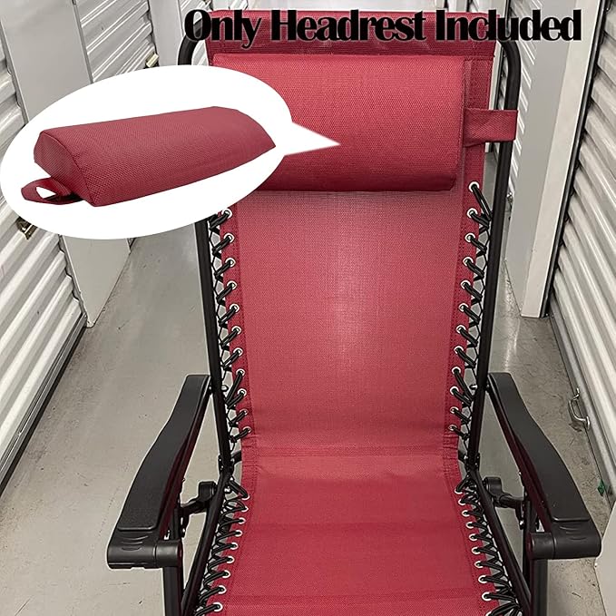 Zero Gravity Chair Set of 2 Replacement Pillow Headrest with Elastic Band, Universal Soft Removable Padded Cushion Head Pillow for Zero Gravity Lounge Chair, Folding Patio Lawn Recliner Chair, Red