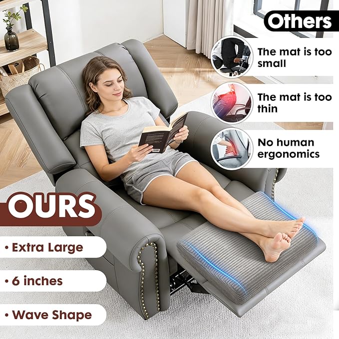 B Shape Corduroy Recliner Foot Pillow, Foam Extra Large Foot Rest Cushion with Adjustable Straps, Suitable for Bed Chair Sofa Headrest Back Lumbar Leg Support Pillow (Dark Grey)