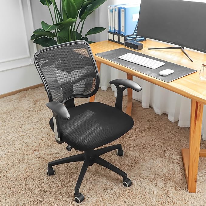 FORCHEER Office Chair Seat Covers Waterproof 20x20 Black Strechable Desk Chair Seat Cover 1 Piece Washable