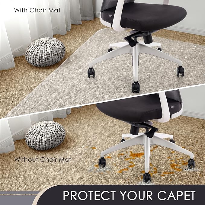 Kuyal Office Chair Mat for Carpet, Set of 2, 32x48 Clear Heavy Duty Computer Chair Mat, Under Desk Protector Carpeted Floors Mat, Easy Chair Movement,Ship Flat