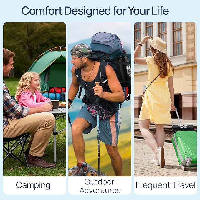 fulocean Small Cooling Memory Foam Pillow for Travel & Camping, Compressible Adjustable Pillow for Medium Firm Neck Knee Lumbar Support,Washable, Ideal Sleeping, Car, Airplane, Backpacking, Gifts