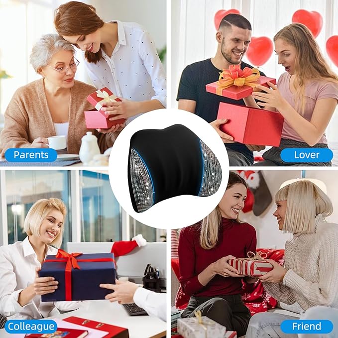 Lumbar Support Pillow with Diamond, Memory Foam Lumbar Pillow for Office Chair for Lower Back Pain Relief, Car Lumbar Support for Driving Seat, Back Support Pillow for car Chair(Black)