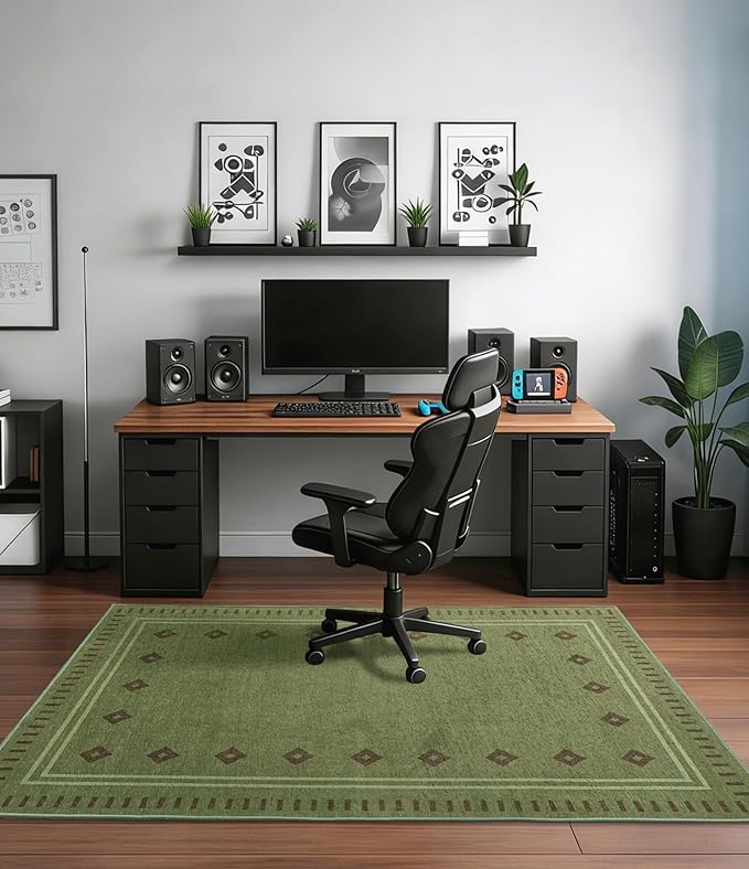 chakme Office Chair Mat for Hardwood Floor, 60"x45" Easy Glide Computer Desk Mat Protector for Rolling Chair Under Desk Rug Nonslip Backing, Machine Wash, (Southwestern Sage
