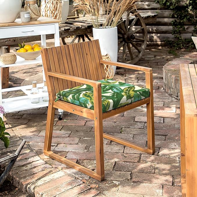 LVTXIII Outdoor Chair Cushions, Water Repellent Patio Furniture Cushions Outdoor Chair Pads with Ties for Dining Chairs and Garden Furniture, 18.5"x16"x2" Set of 2, Lush Leaf Jungle